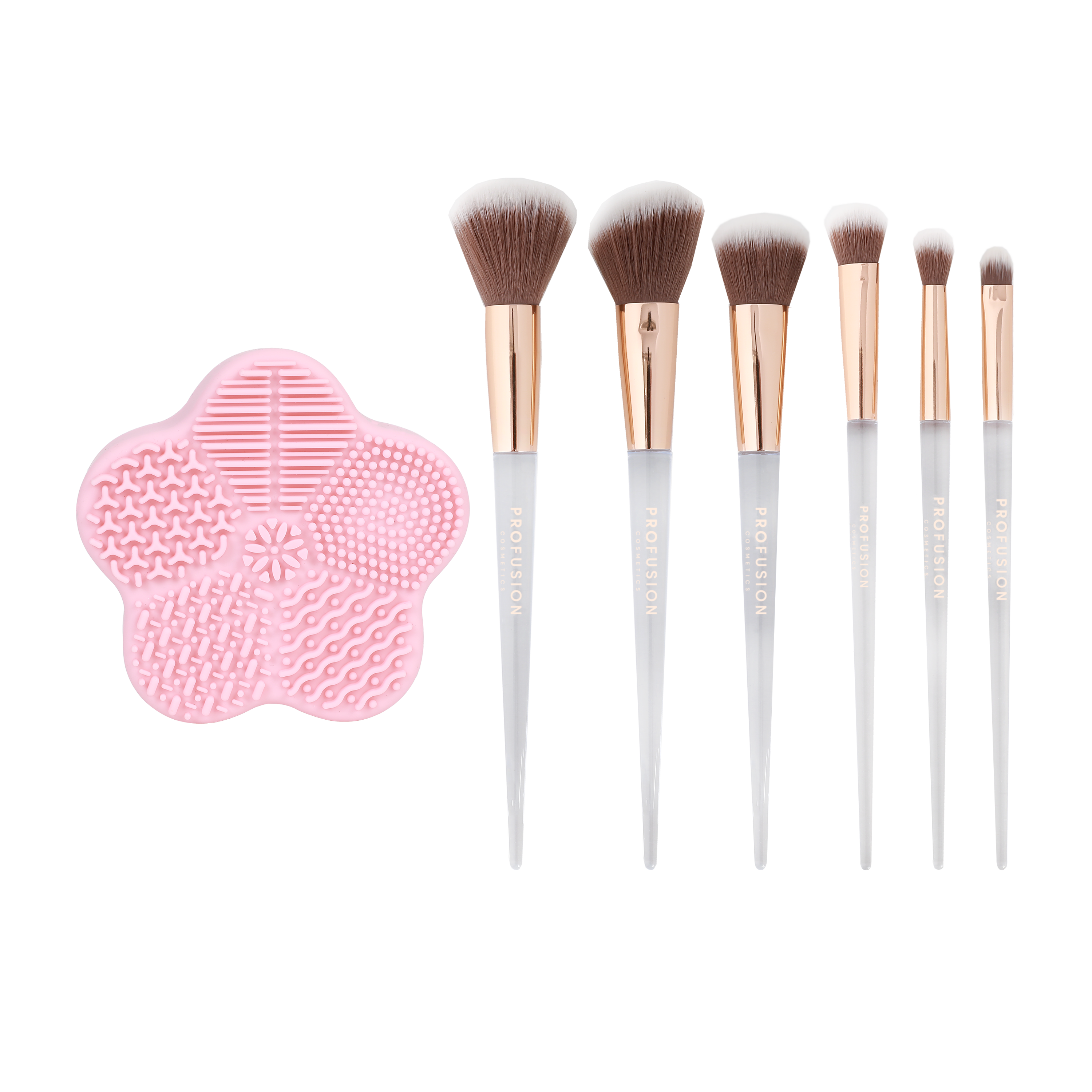 Frosted Snow Sparkle | 7 PC Makeup Brush & Cleaning Mat Set