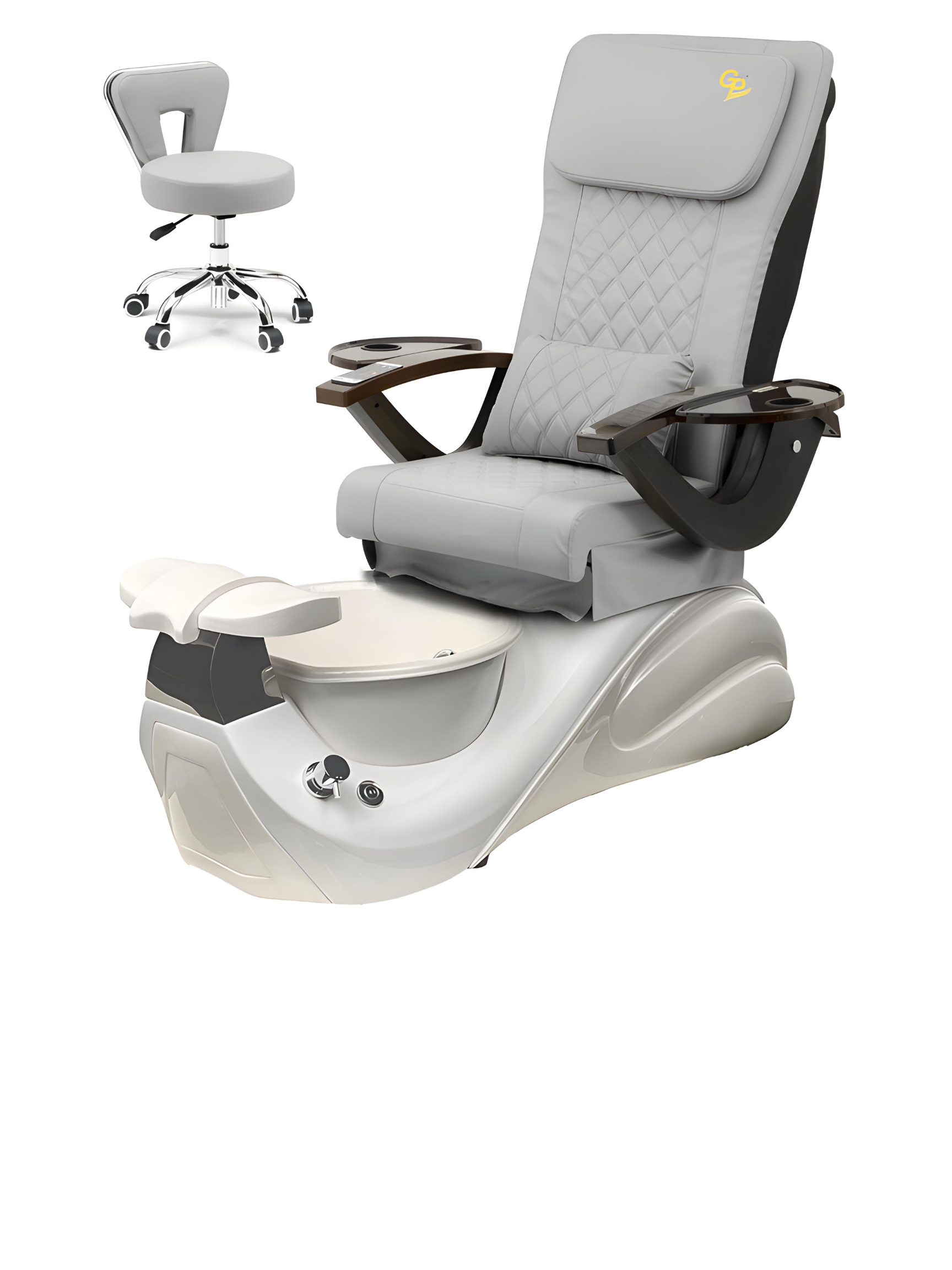 Vespa Pedicure Spa Chair  - White Base - Marble Bowl Machiato - C01 Leather