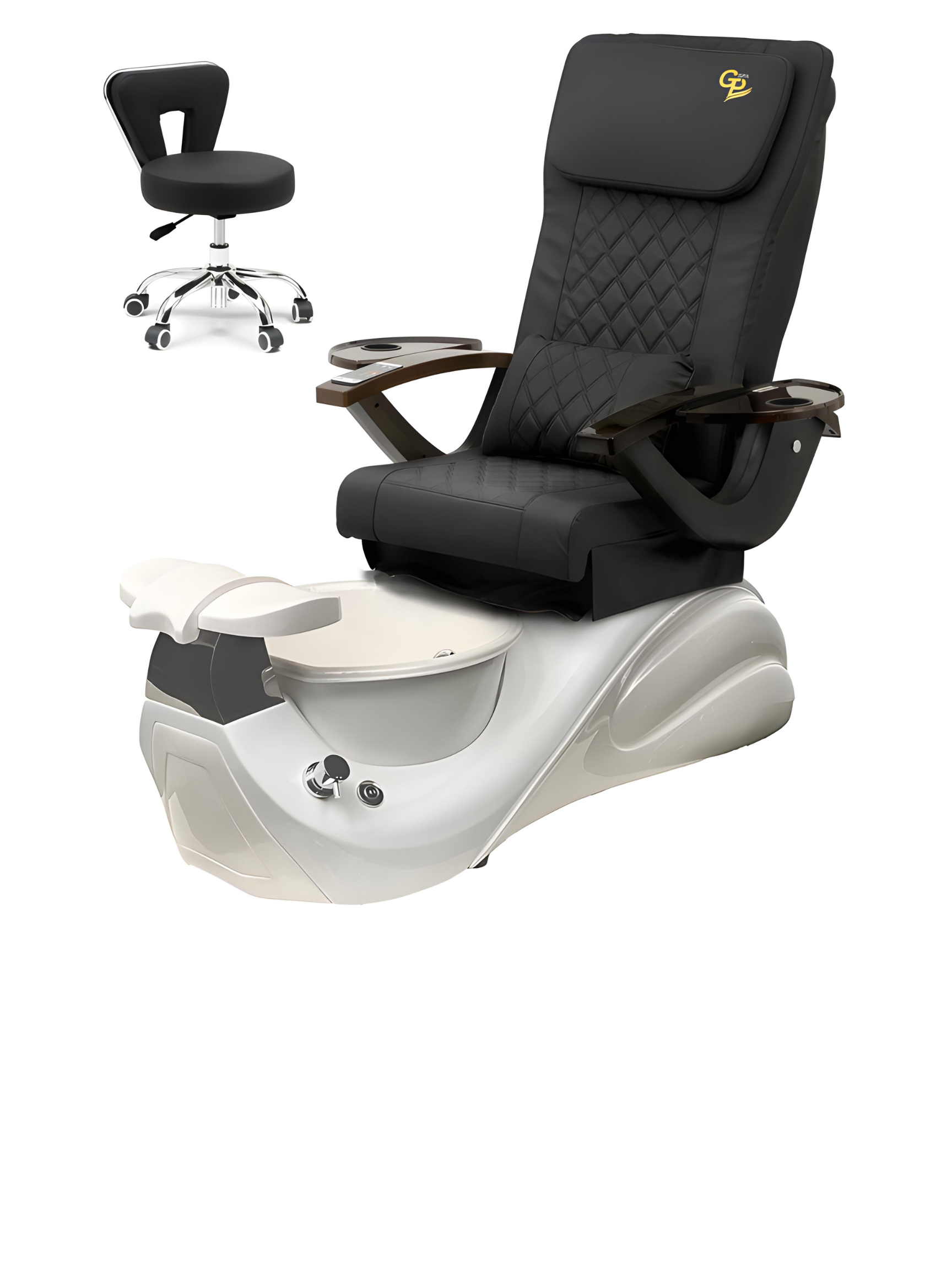 Vespa Pedicure Spa Chair  - White Base - Marble Bowl Machiato - C01 Leather