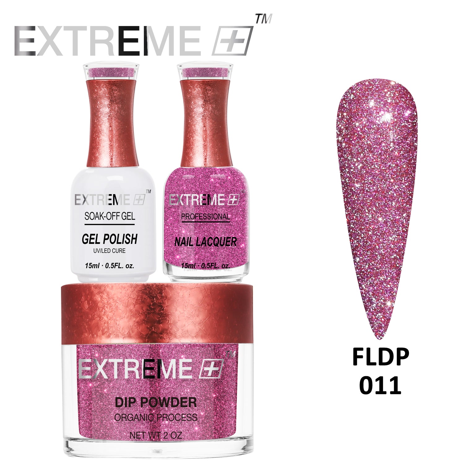 EXTREME+ Flashlight on Nail Reflective Glitter Trio Kit - #011 Hibiscus