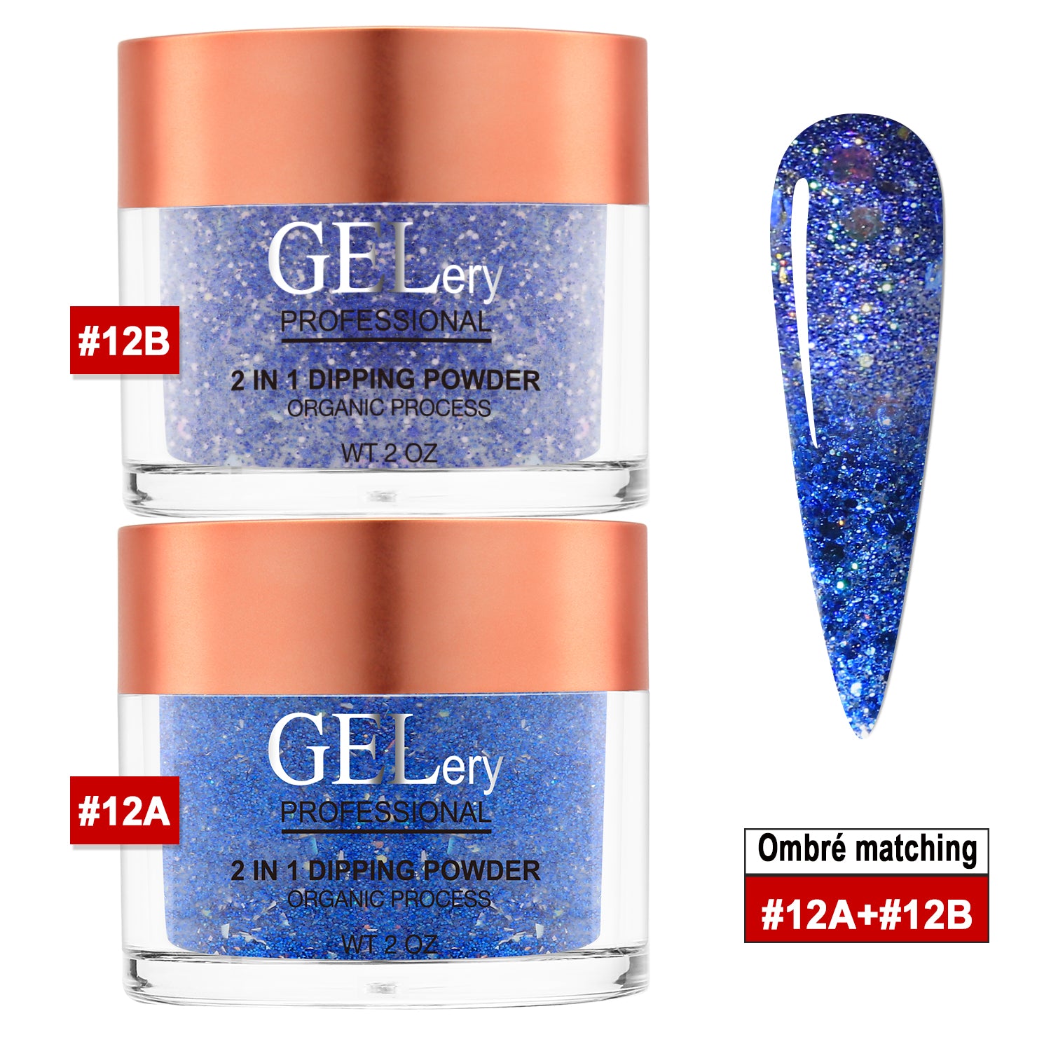 GELery  Ombre Dipping Set  - #12A + 12B - Free Easy Ombre Base Gel 0.5oz