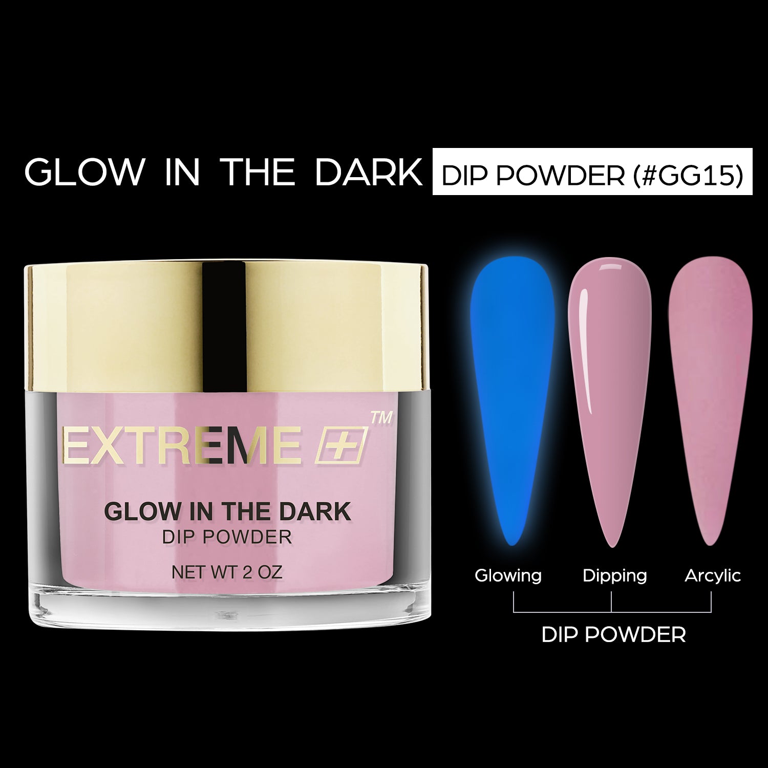 EXTREME+ SUPER Glow in the Dark Dip Powder 2 oz - #015