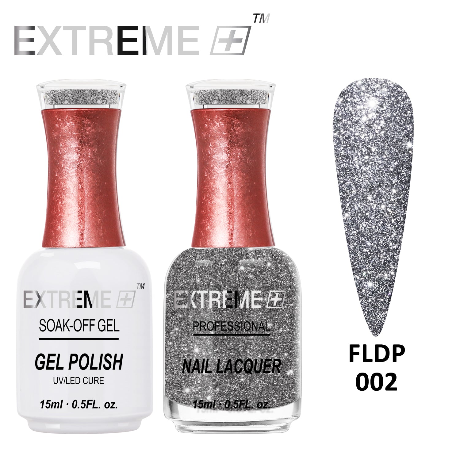 EXTREME+ Flashlight on Nail Reflective Glitter Gel Duo - #002 Iron