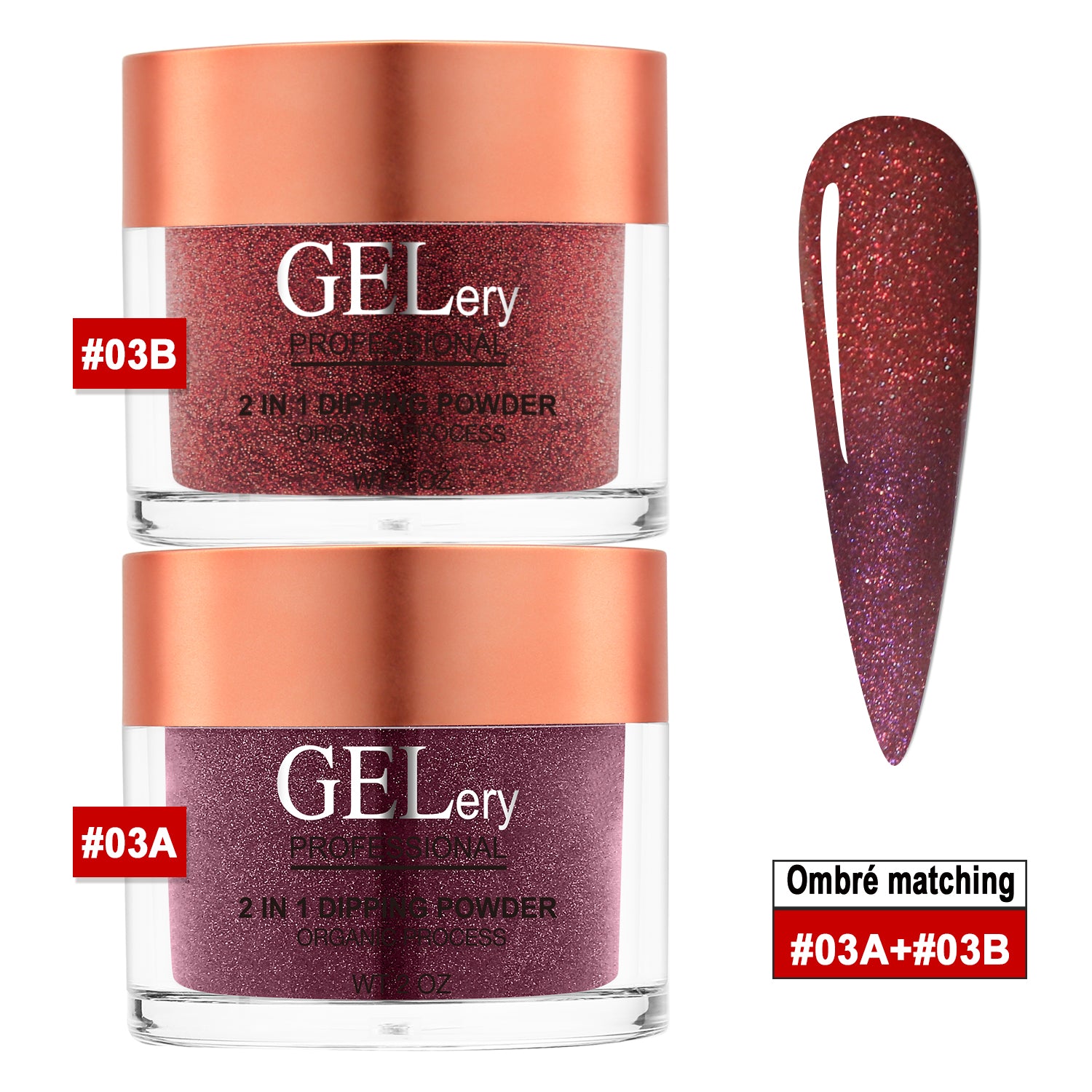 GELery  Ombre Dipping Set  - #3A + 3B - Free Easy Ombre Base Gel 0.5oz