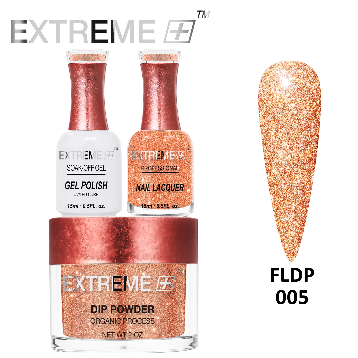 EXTREME+ Flashlight on Nail Reflective Glitter Trio Kit - #005 Caramel