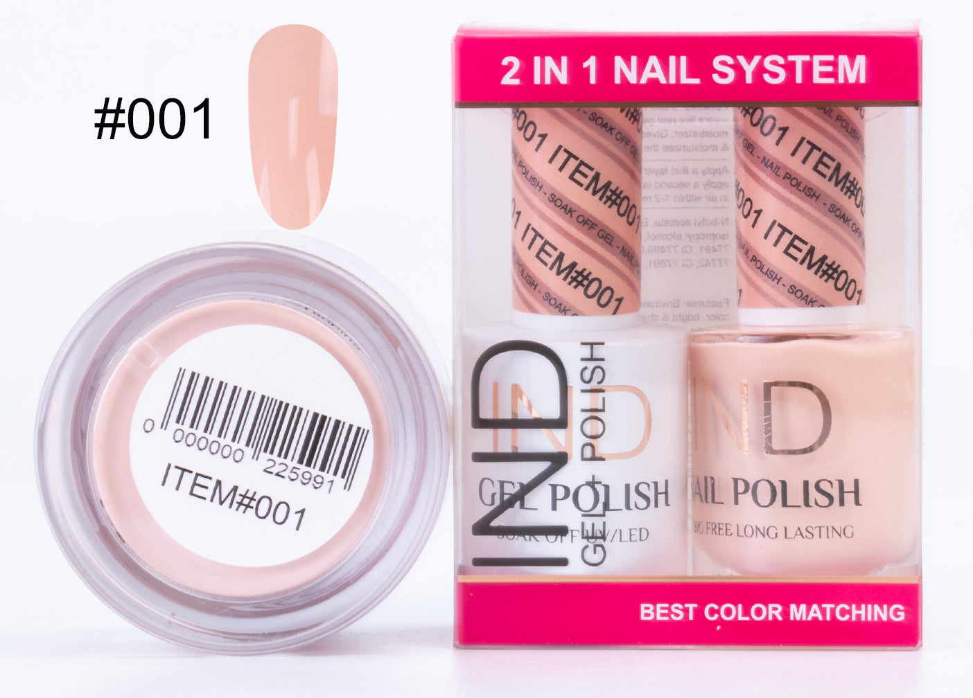 IND Nail Polish Gel & Matching Lacquer Set - #01