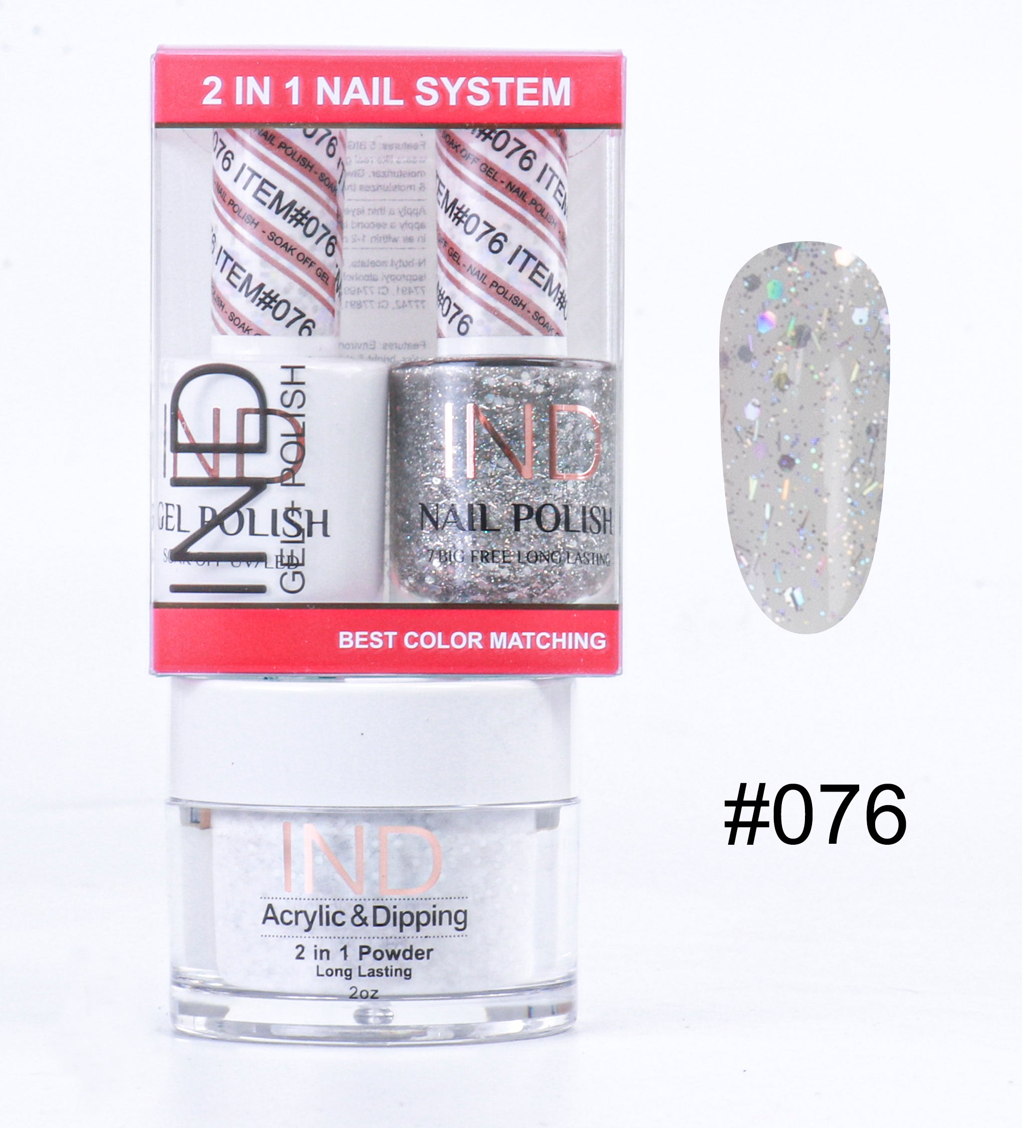 IND 3 IN 1 Combo Gel +Lacquer+dipping powder - #76