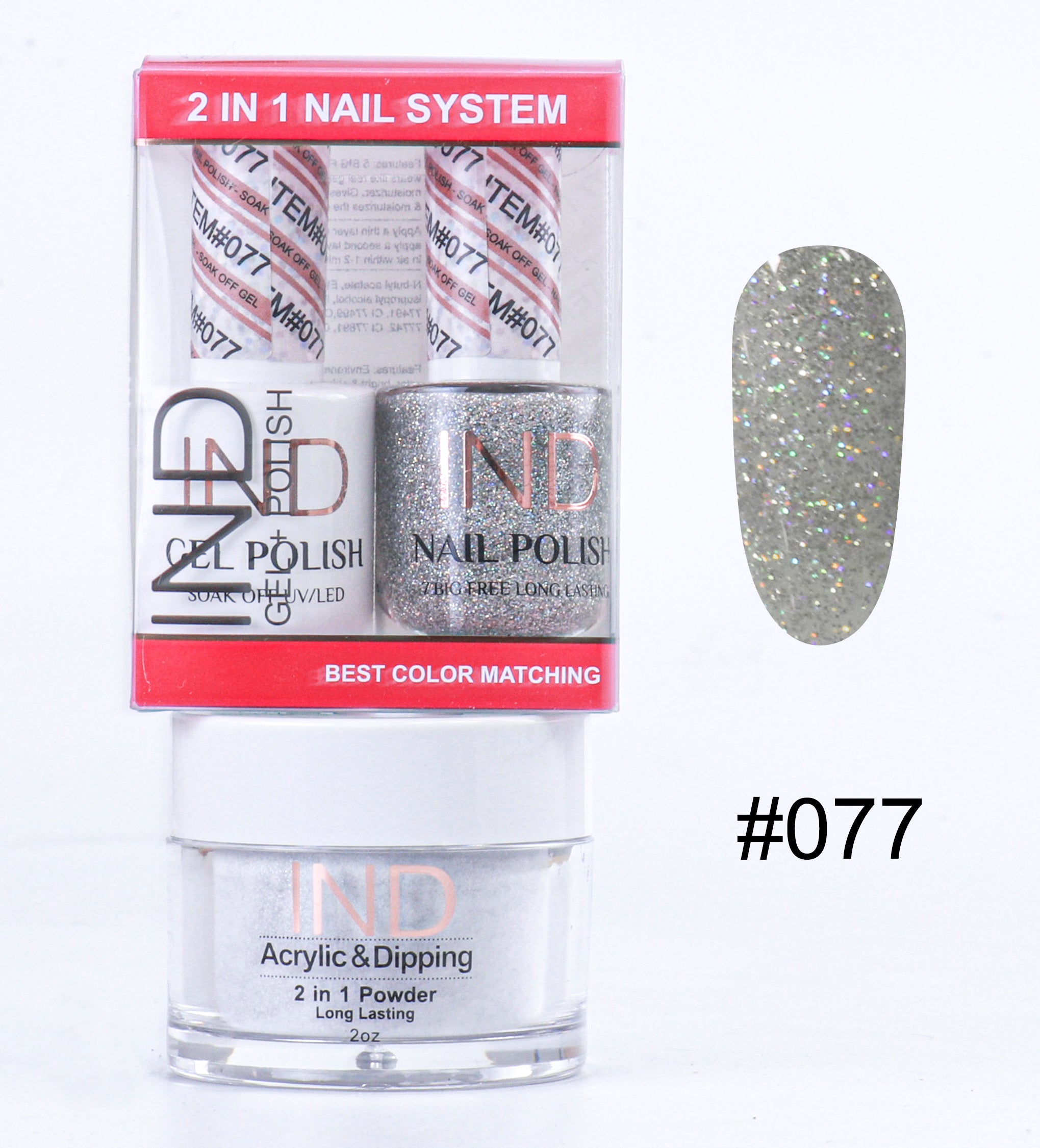 Combo IND 3 TRONG 1 Gel + Sơn mài + Phấn phủ - #77