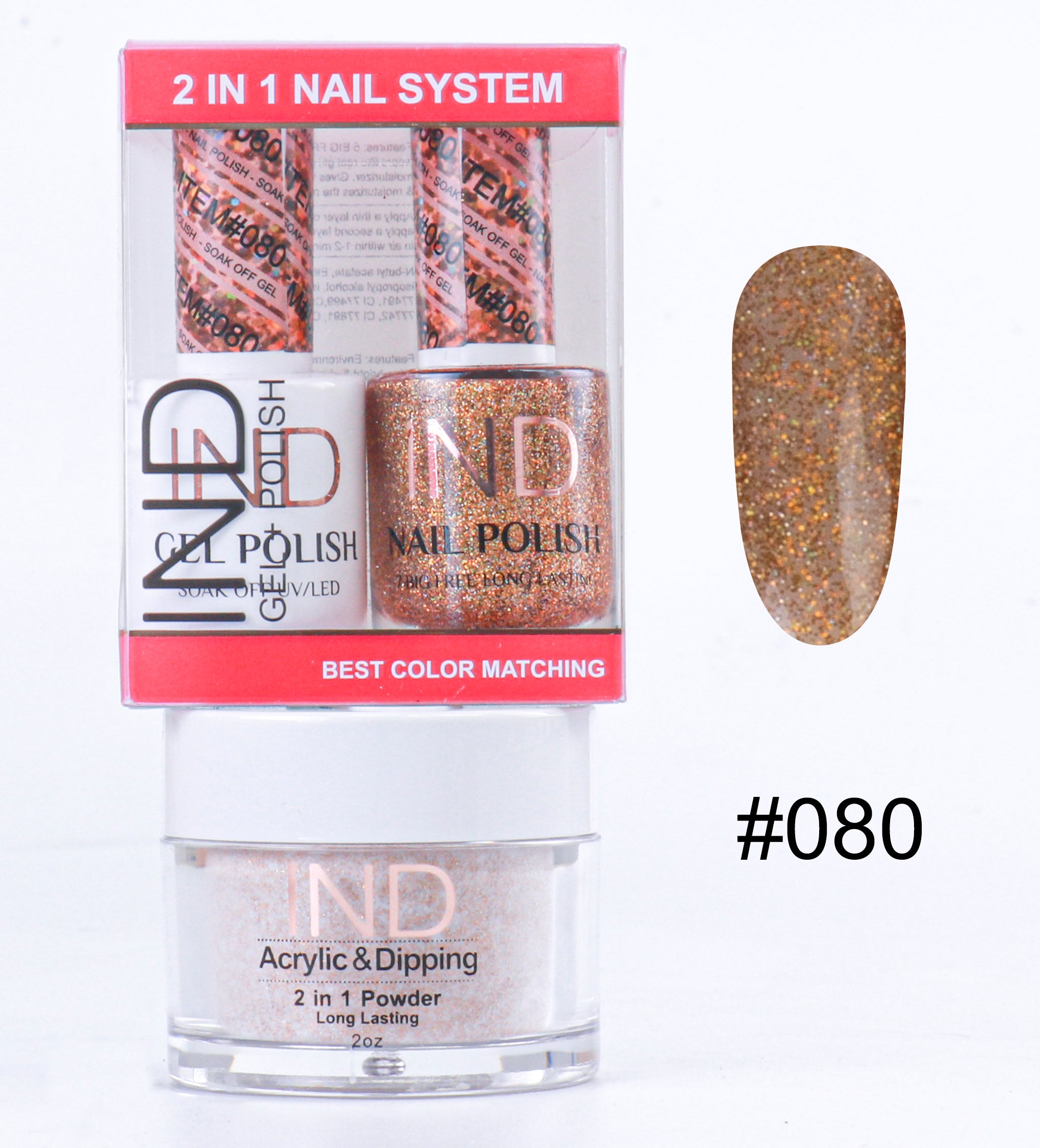 IND Combo 3 TRONG 1 Gel + Sơn mài + Phấn phủ - #80