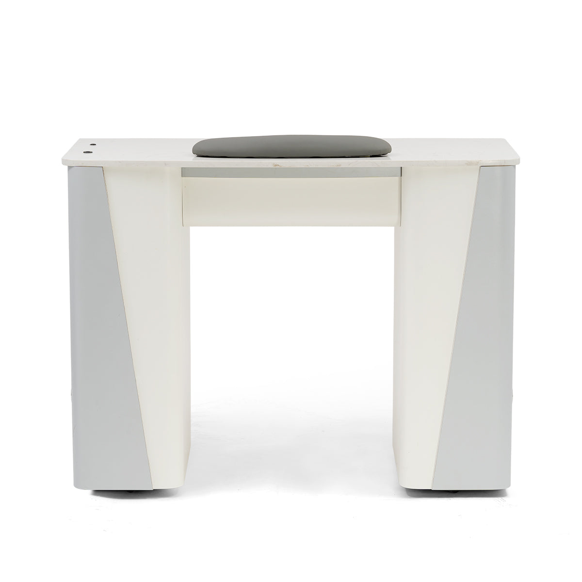 Nail Table - T120V - with Vent Hood - White Shiney Silver