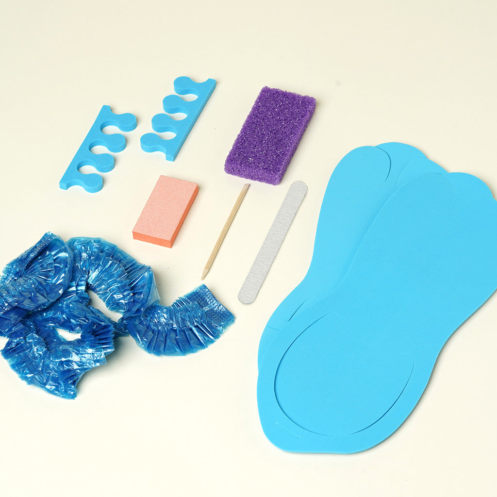 Disposable Pedicure Kit with Hook Slippers and Spa Liner 7 in 1 HappyFeet brand