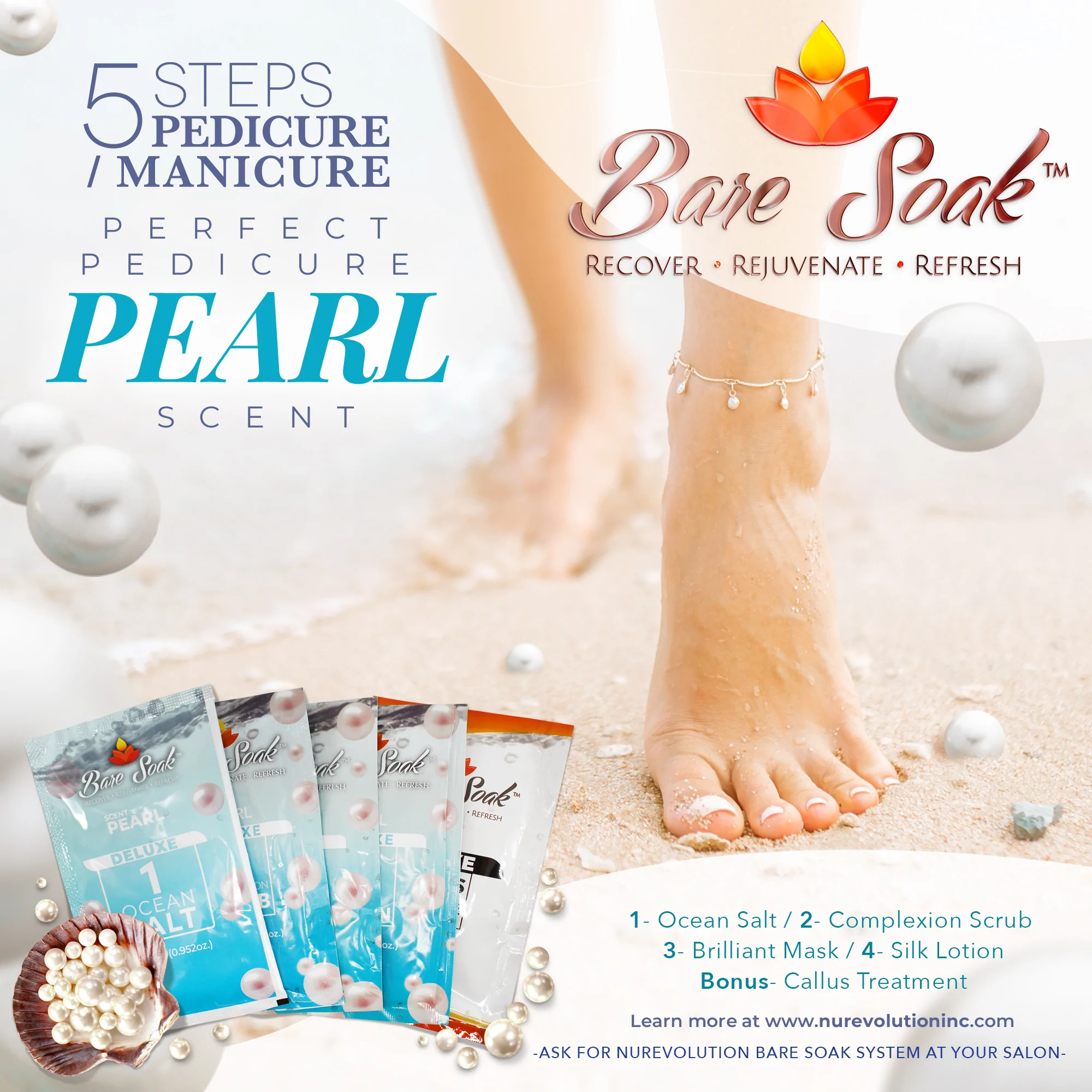 NuRevolution Deluxe 5 Steps Pedicure - Pearl