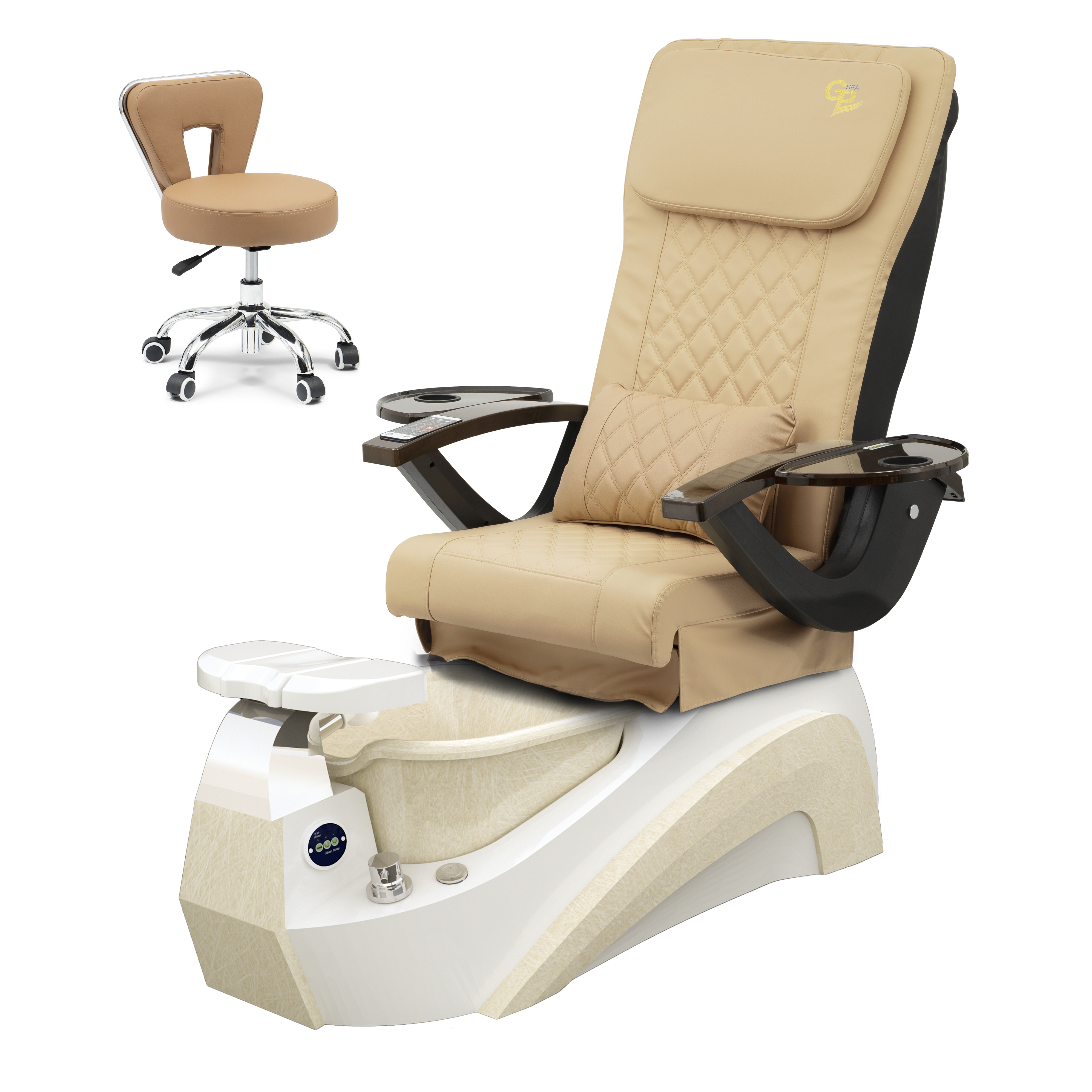 Tarex Pedicure Spa Chair  - White Base - Marble Bowl White - C01 Leather