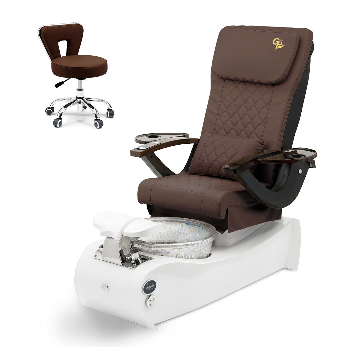 Thunder Pedicure Spa Chair  - White Base - Unicorn Bowl - C01 Leather