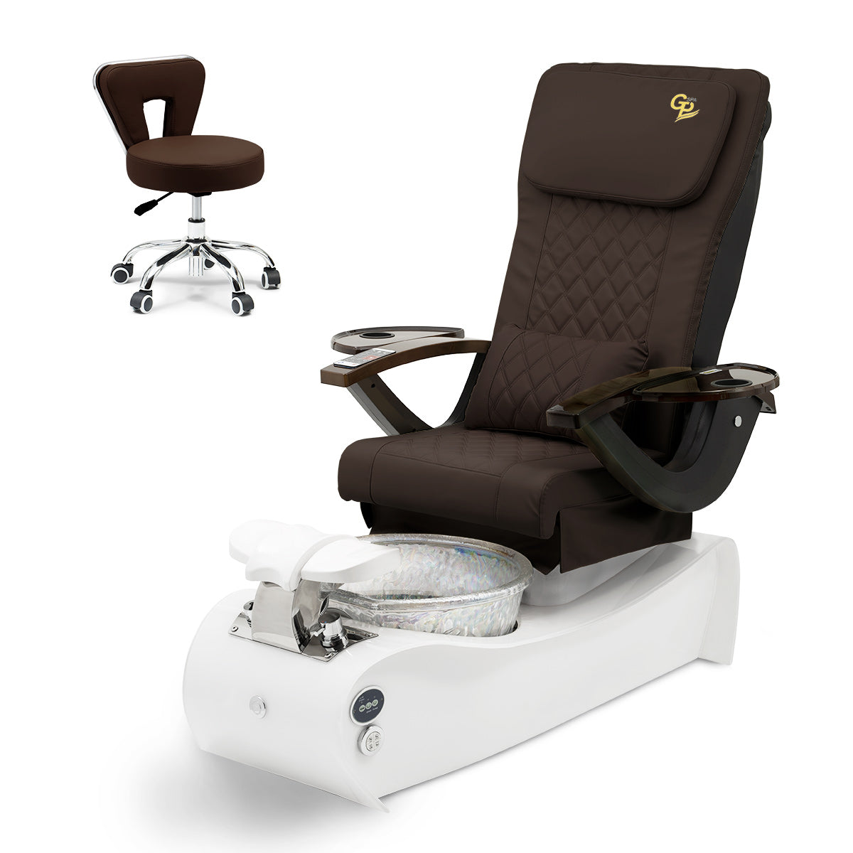 Thunder Pedicure Spa Chair  - White Base - Unicorn Bowl - C01 Leather