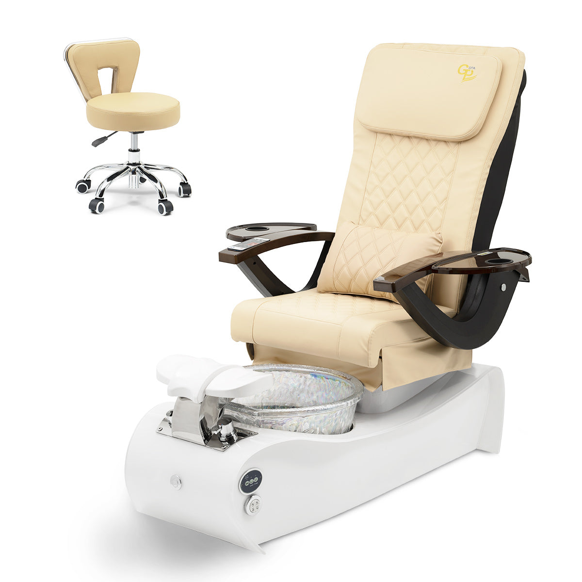 Thunder Pedicure Spa Chair  - White Base - Unicorn Bowl - C01 Leather