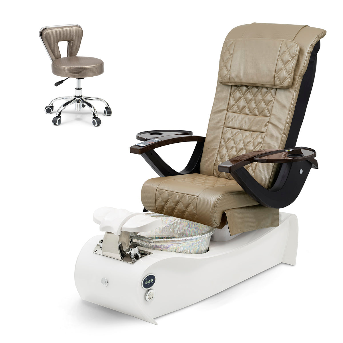 Thunder Pedicure Spa Chair - White Base - Unicorn Bowl - Carbon Fiber