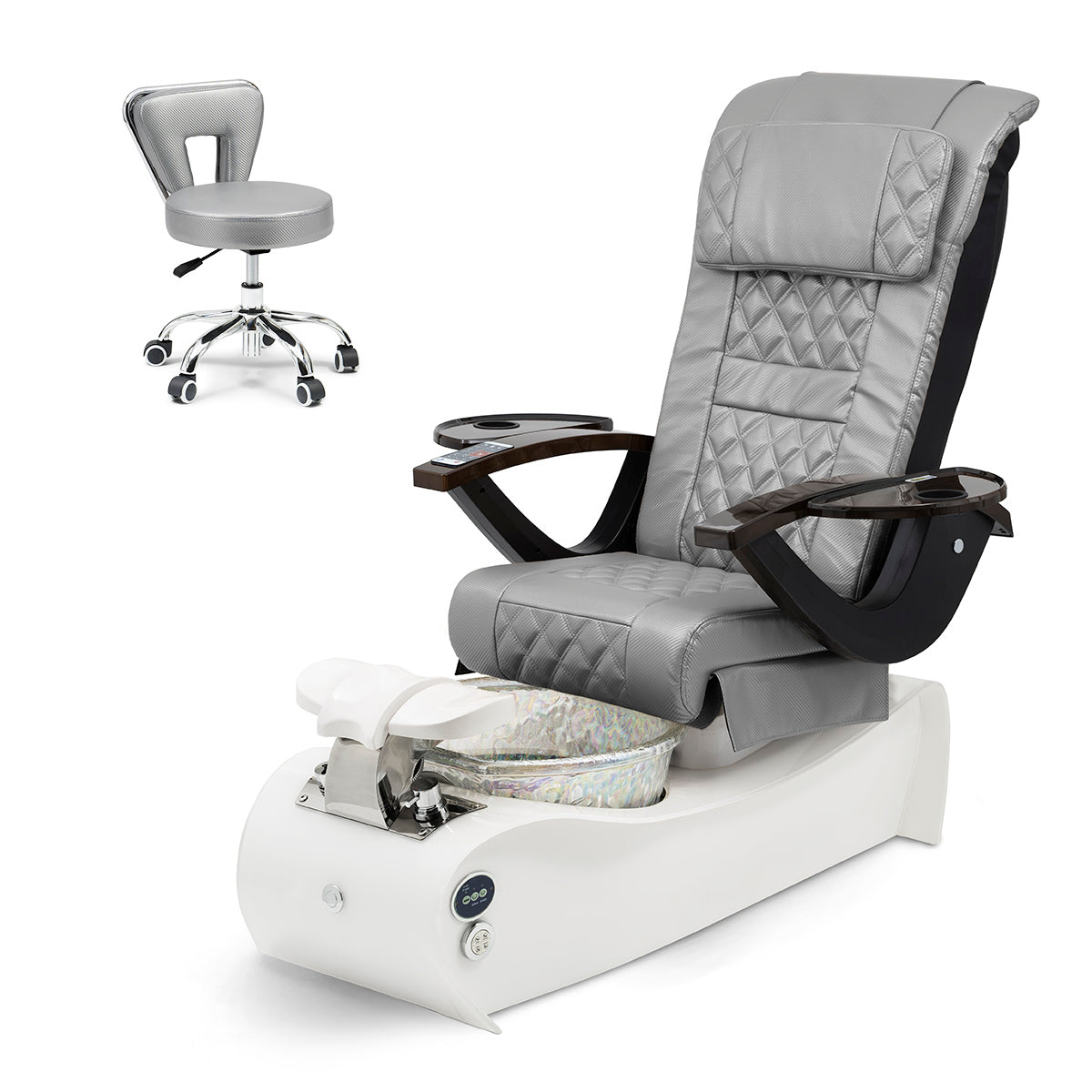 Thunder Pedicure Spa Chair - White Base - Unicorn Bowl - Carbon Fiber