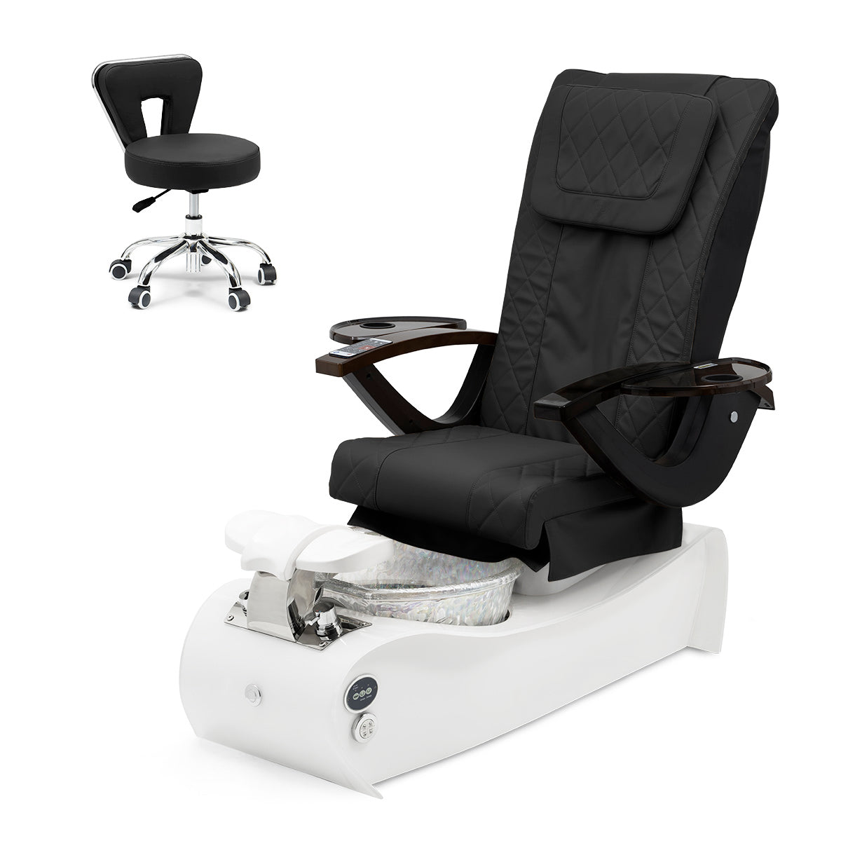 Thunder Pedicure Spa Chair - White Base - Unicorn Bowl - Diamond Leather