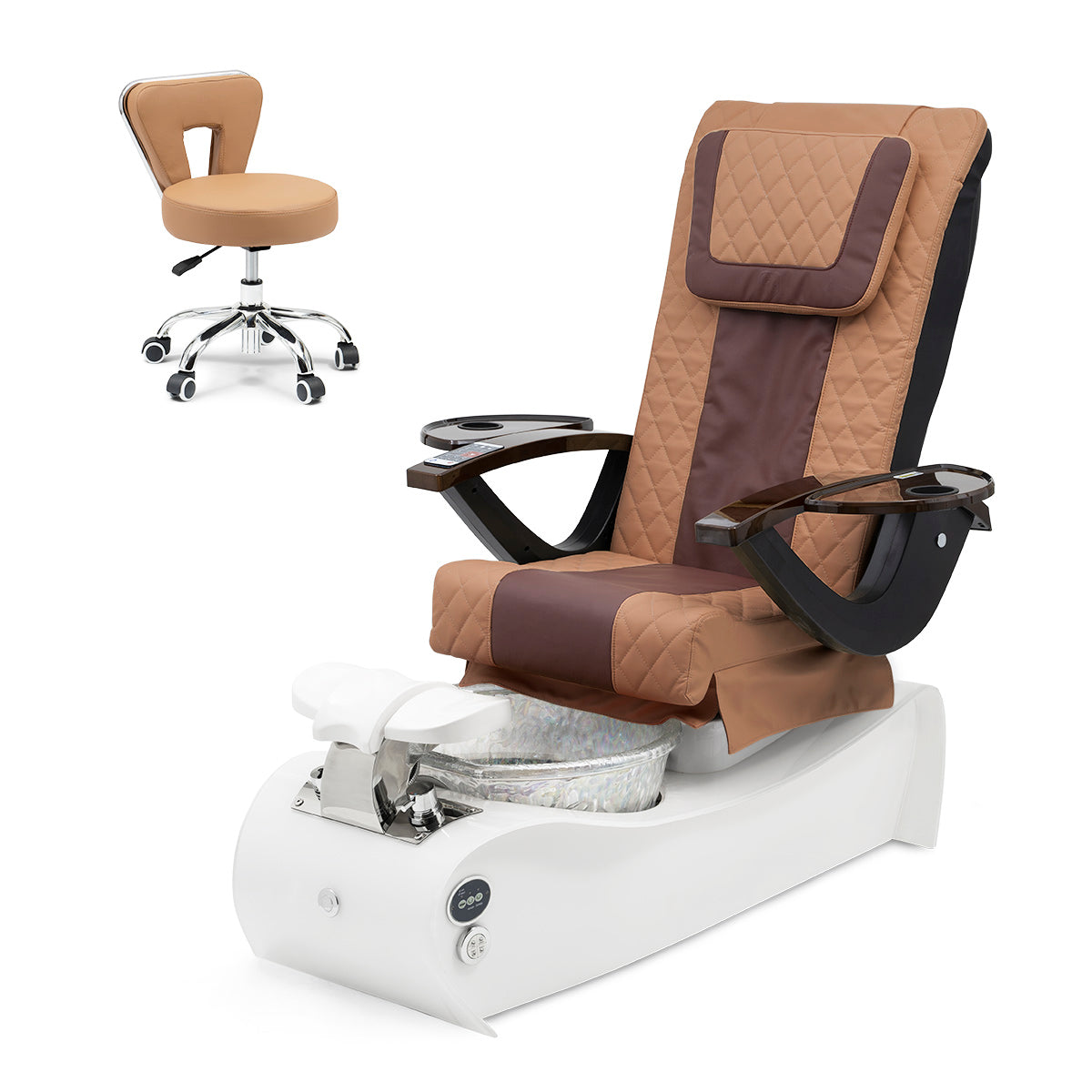 Thunder Pedicure Spa Chair - White Base - Unicorn Bowl - Diamond Leather