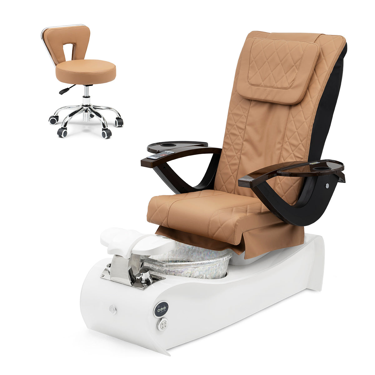 Thunder Pedicure Spa Chair - White Base - Unicorn Bowl - Diamond Leather