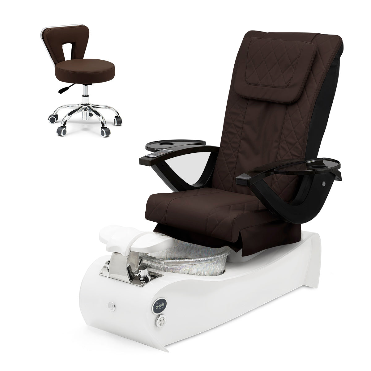 Thunder Pedicure Spa Chair - White Base - Unicorn Bowl - Diamond Leather