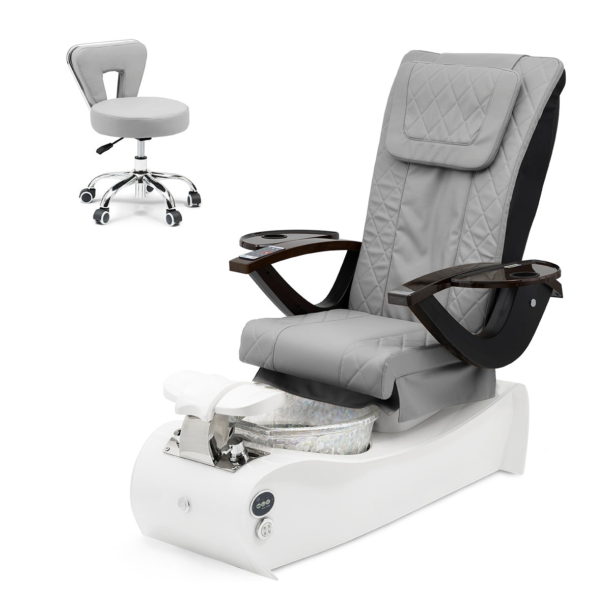 Thunder Pedicure Spa Chair - White Base - Unicorn Bowl - Diamond Leather