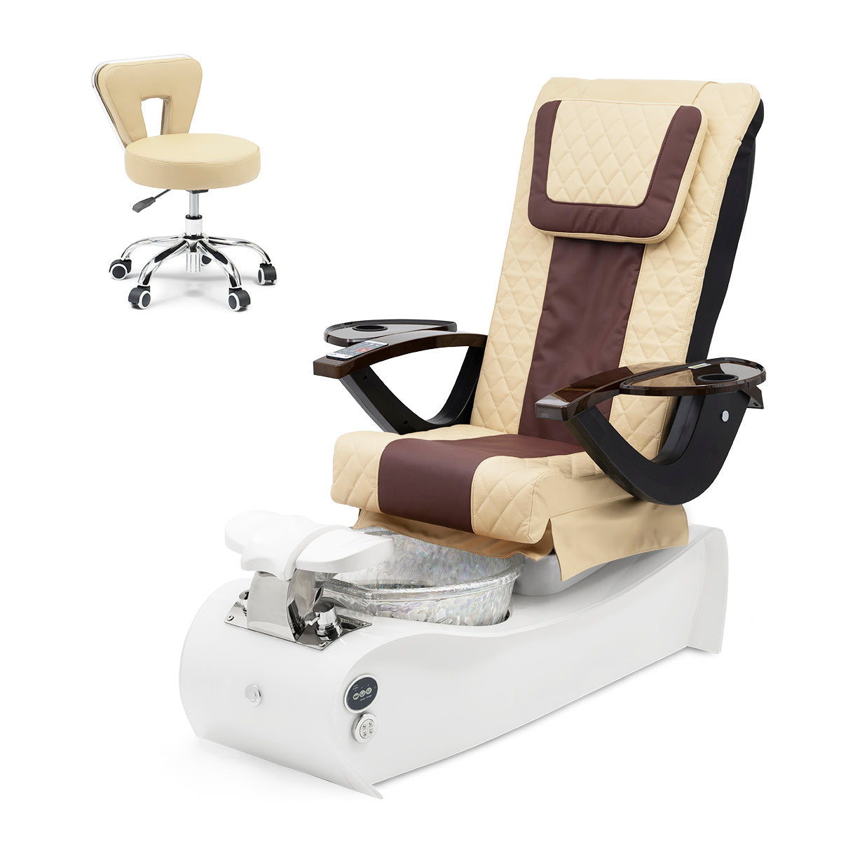 Thunder Pedicure Spa Chair - White Base - Unicorn Bowl - Diamond Leather