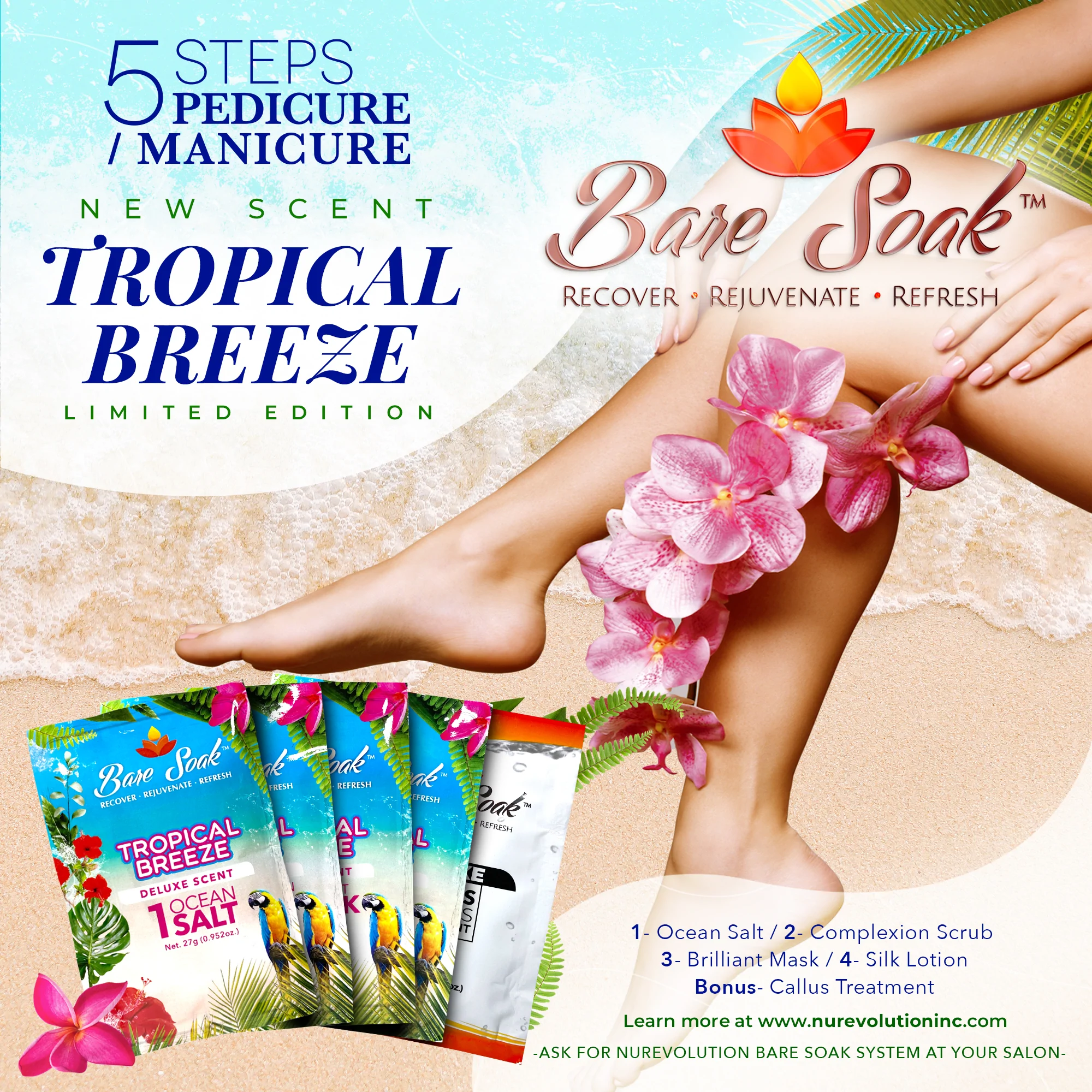 NuRevolution Deluxe 5 Steps Pedicure - Tropical Breeze